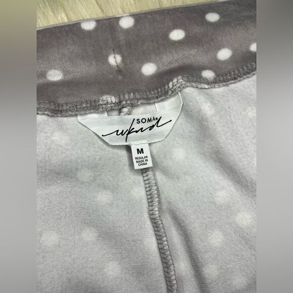 SOMAWKND Sunday Velour Lounge grey and white polka dots pants sz medium - Picture 4 of 10
